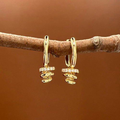 Diamond Accented Swirl Earrings