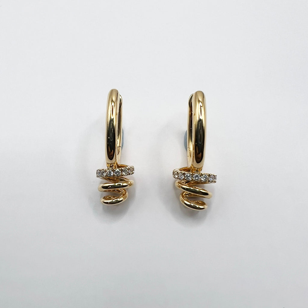 Diamond Accented Swirl Earrings