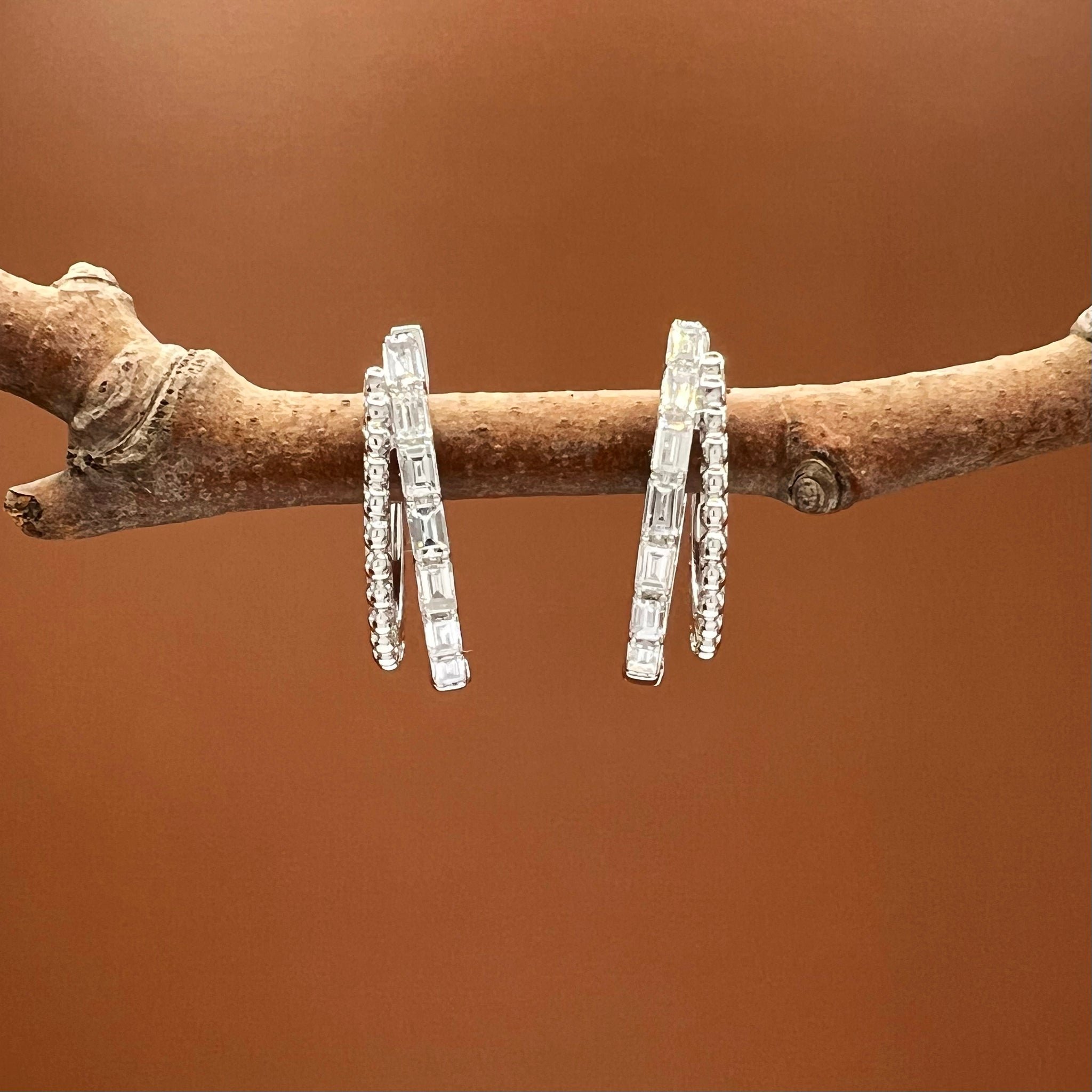 Dual Texture Diamond Hoops
