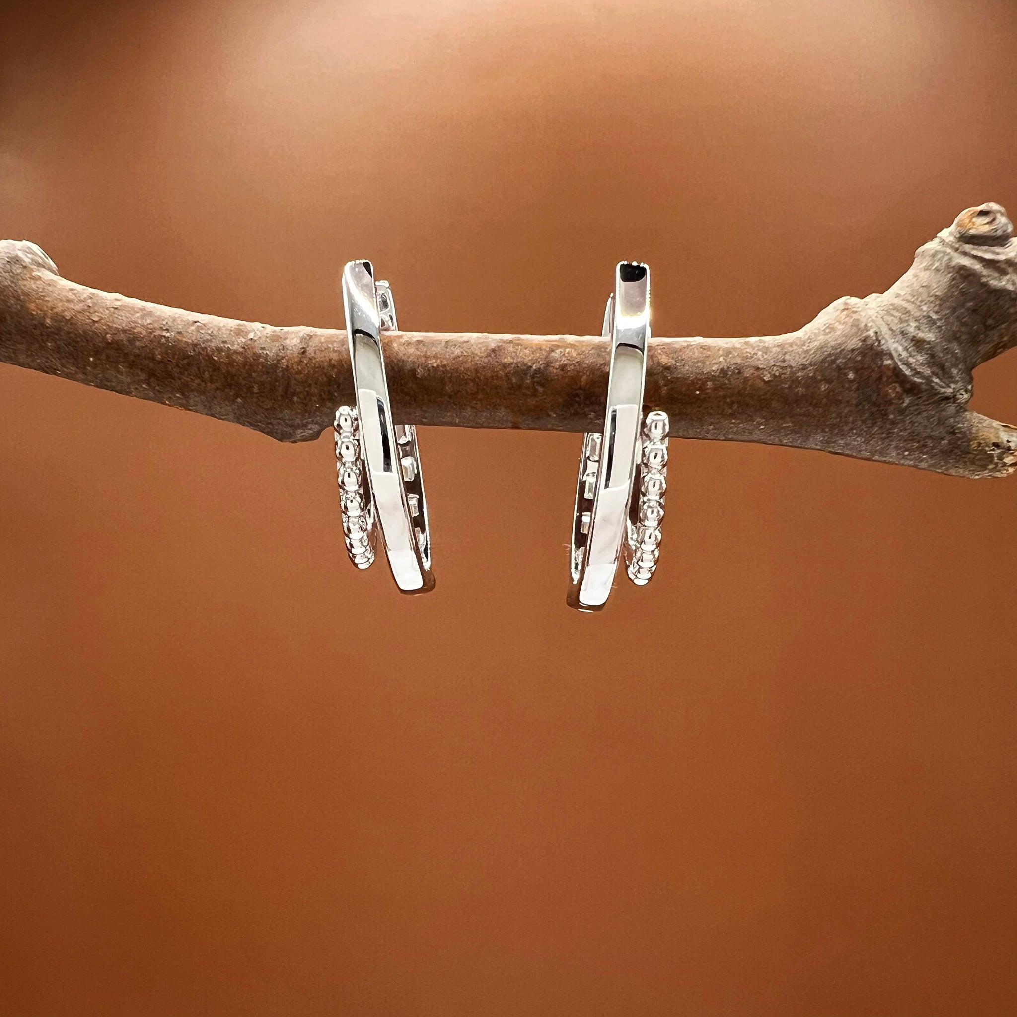 Dual Texture Diamond Hoops