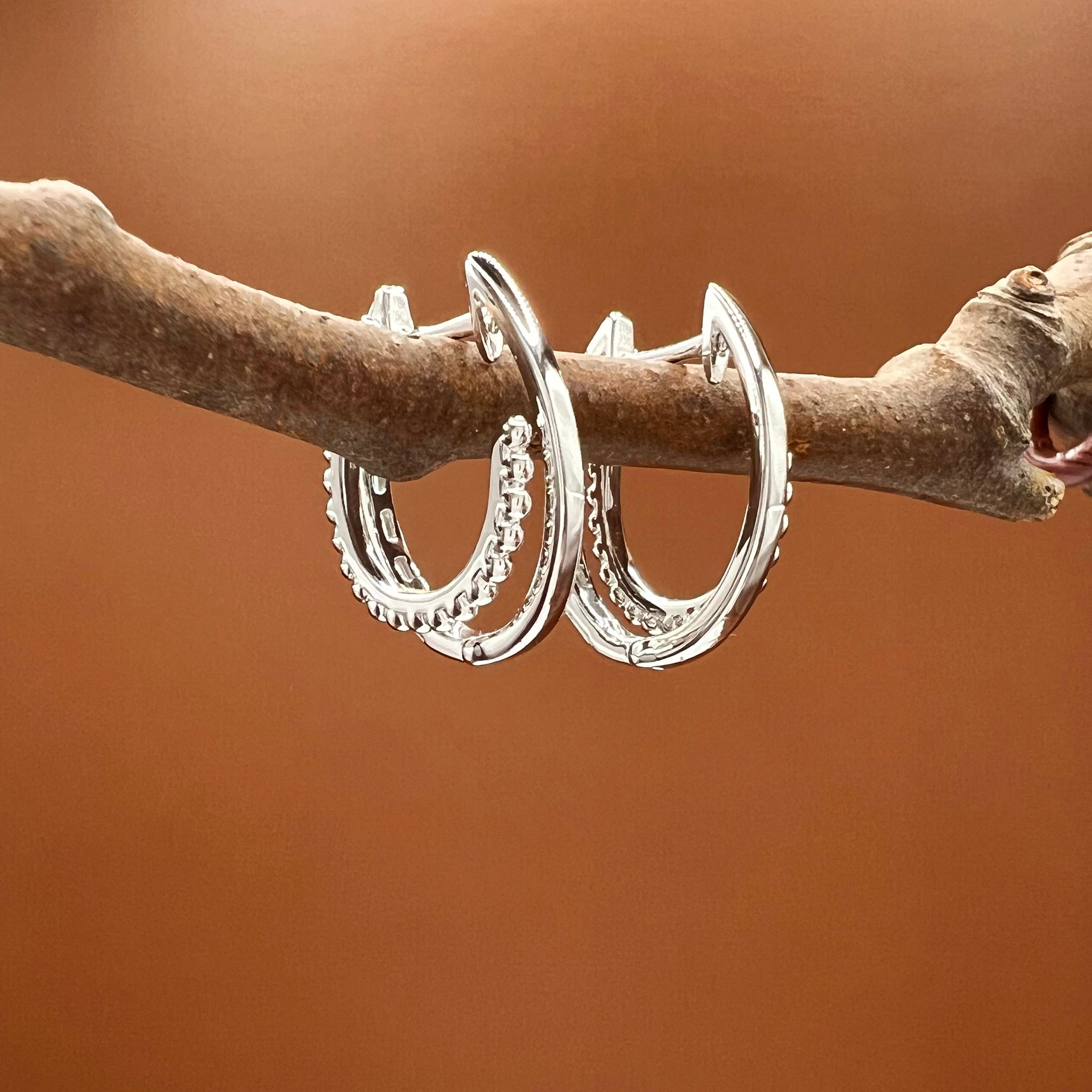 Dual Texture Diamond Hoops
