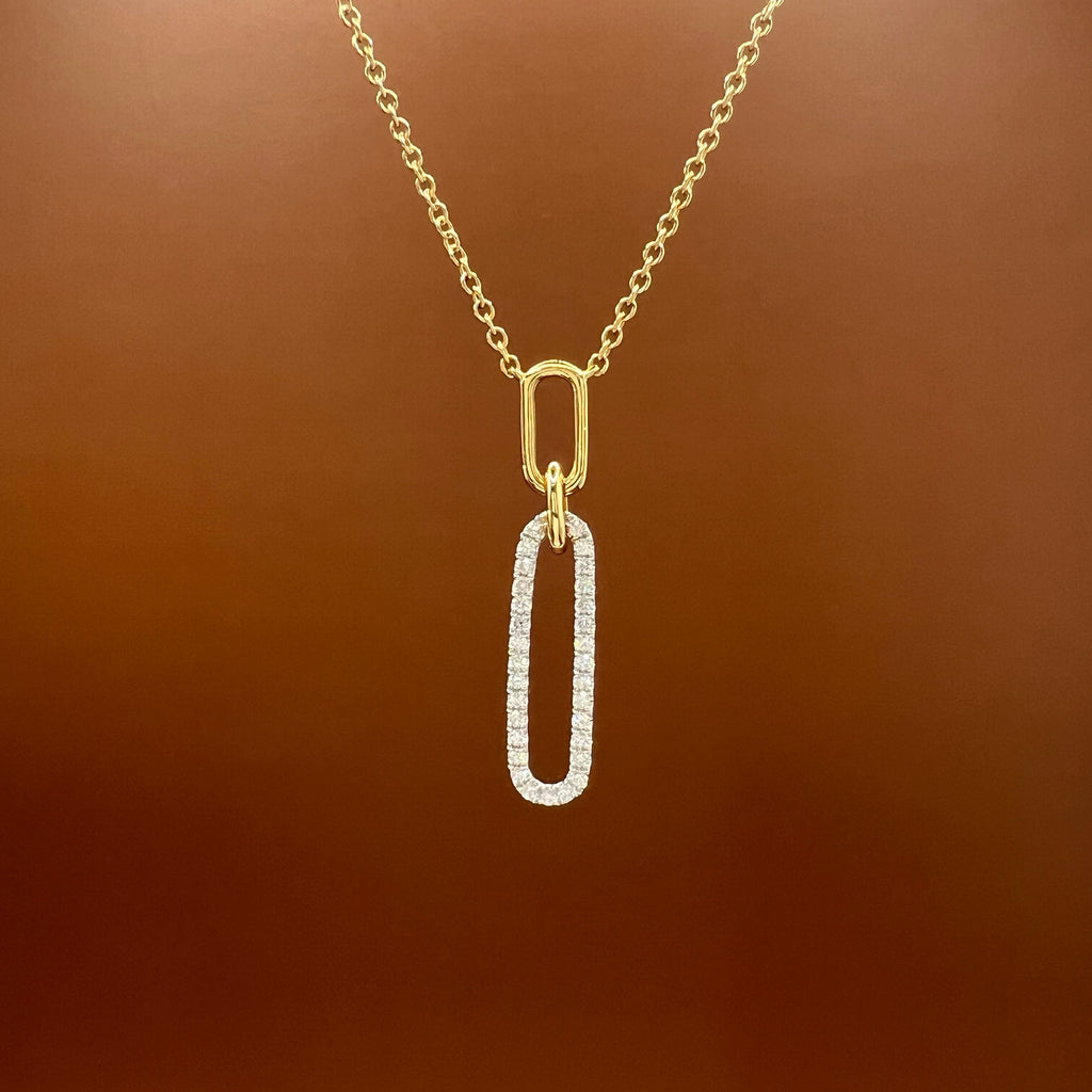 Diamond Paperclip Pendant Necklace