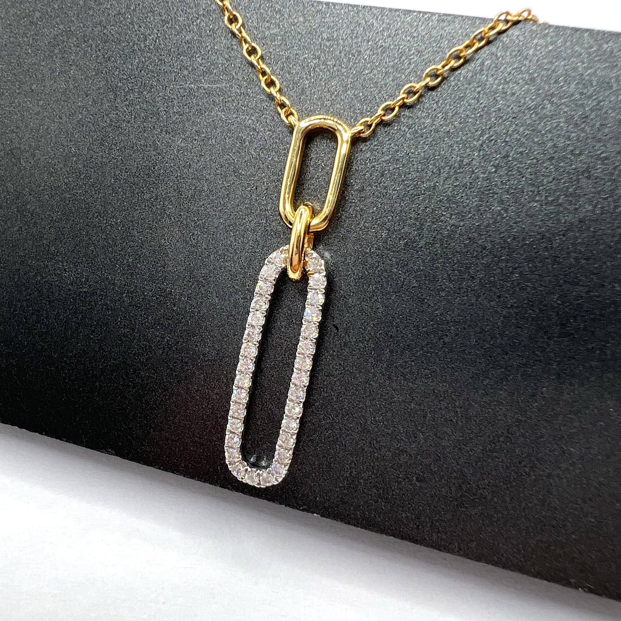 Diamond Paperclip Pendant Necklace