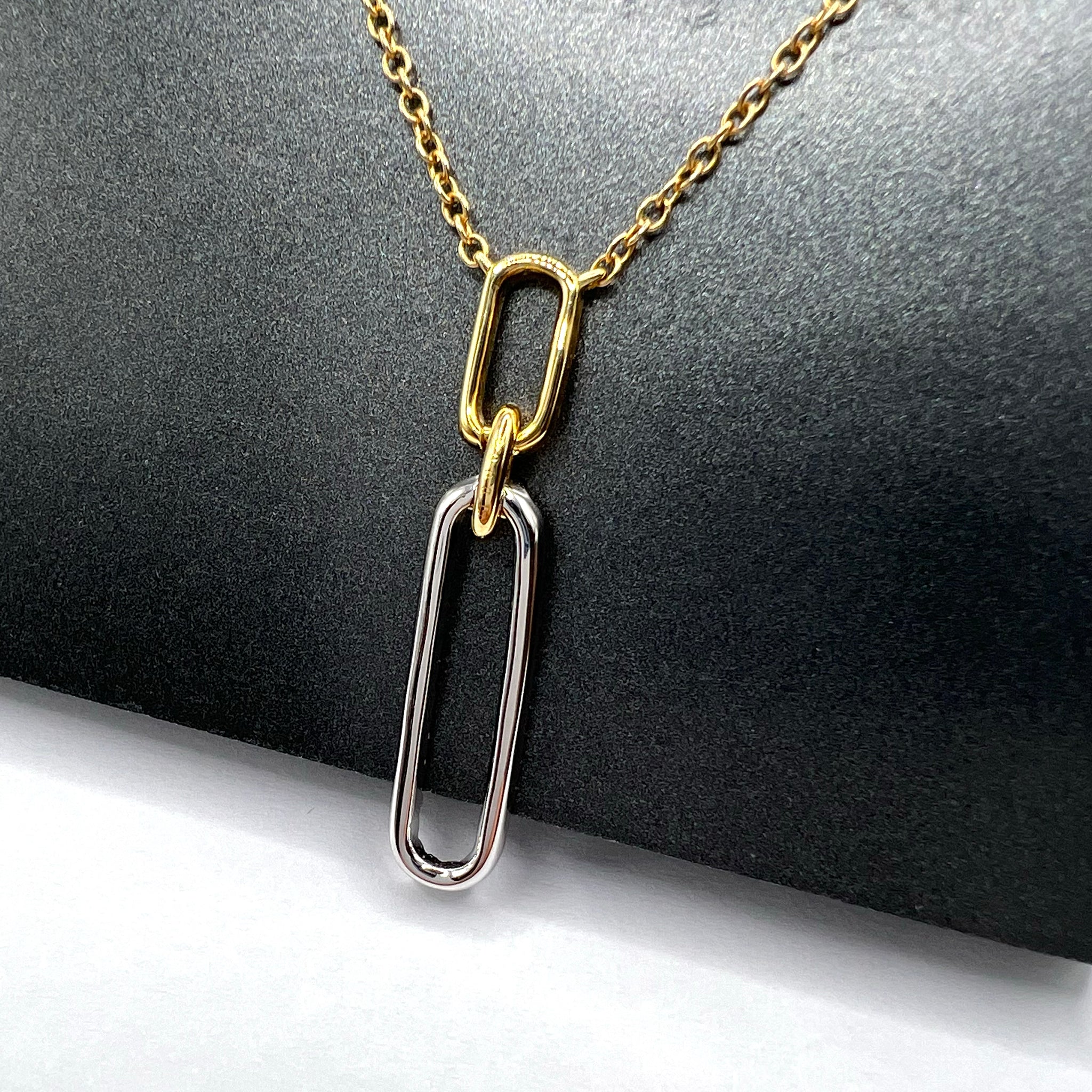 Diamond Paperclip Pendant Necklace