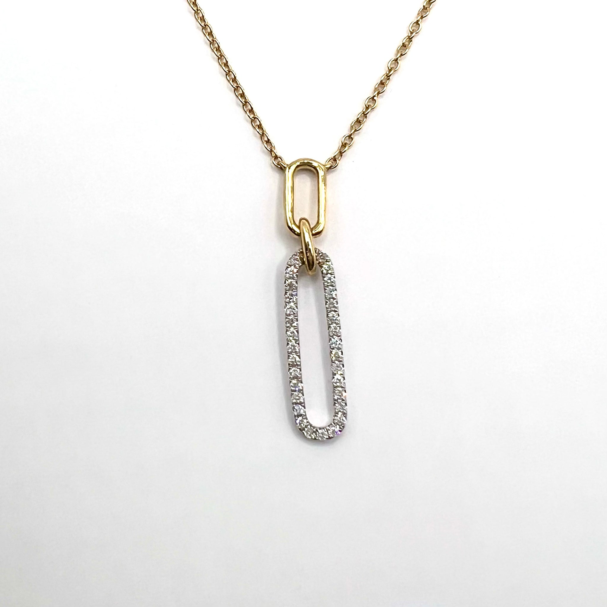 Diamond Paperclip Pendant Necklace