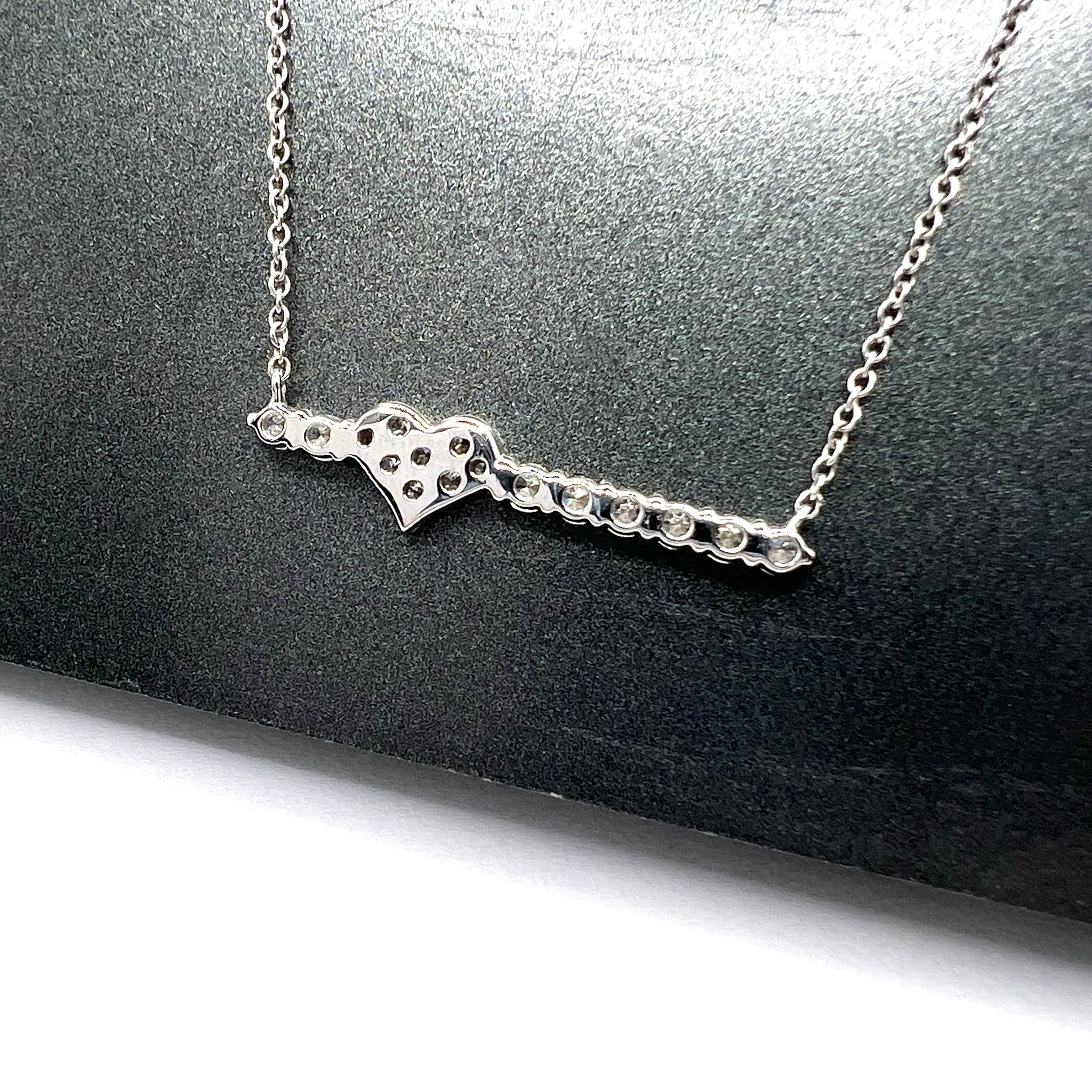 Diamond Heart on Bar Pendant Necklace