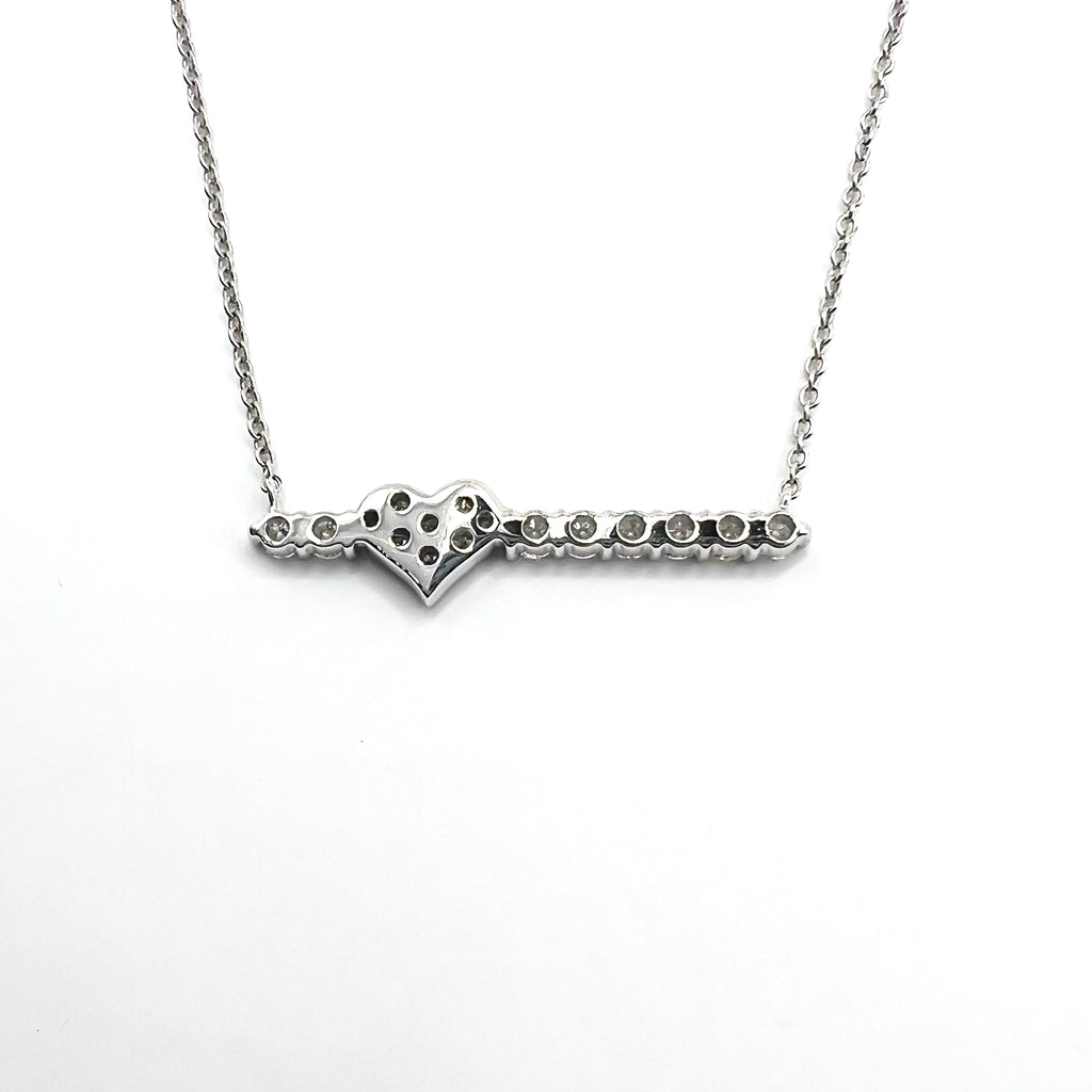 Diamond Heart on Bar Pendant Necklace
