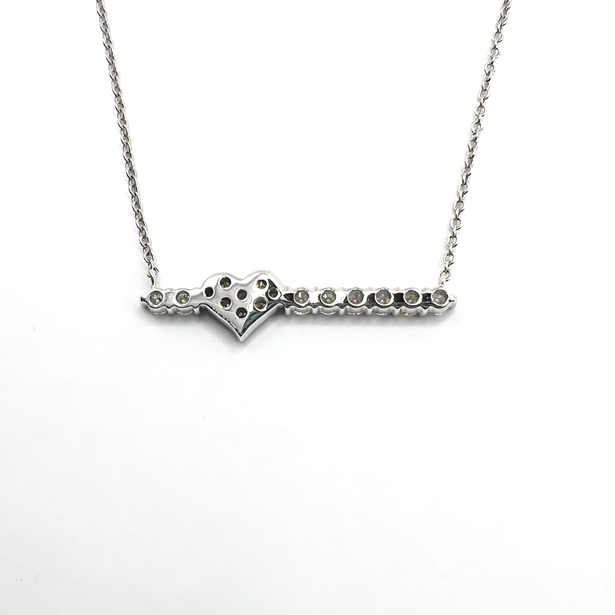 Diamond Heart on Bar Pendant Necklace