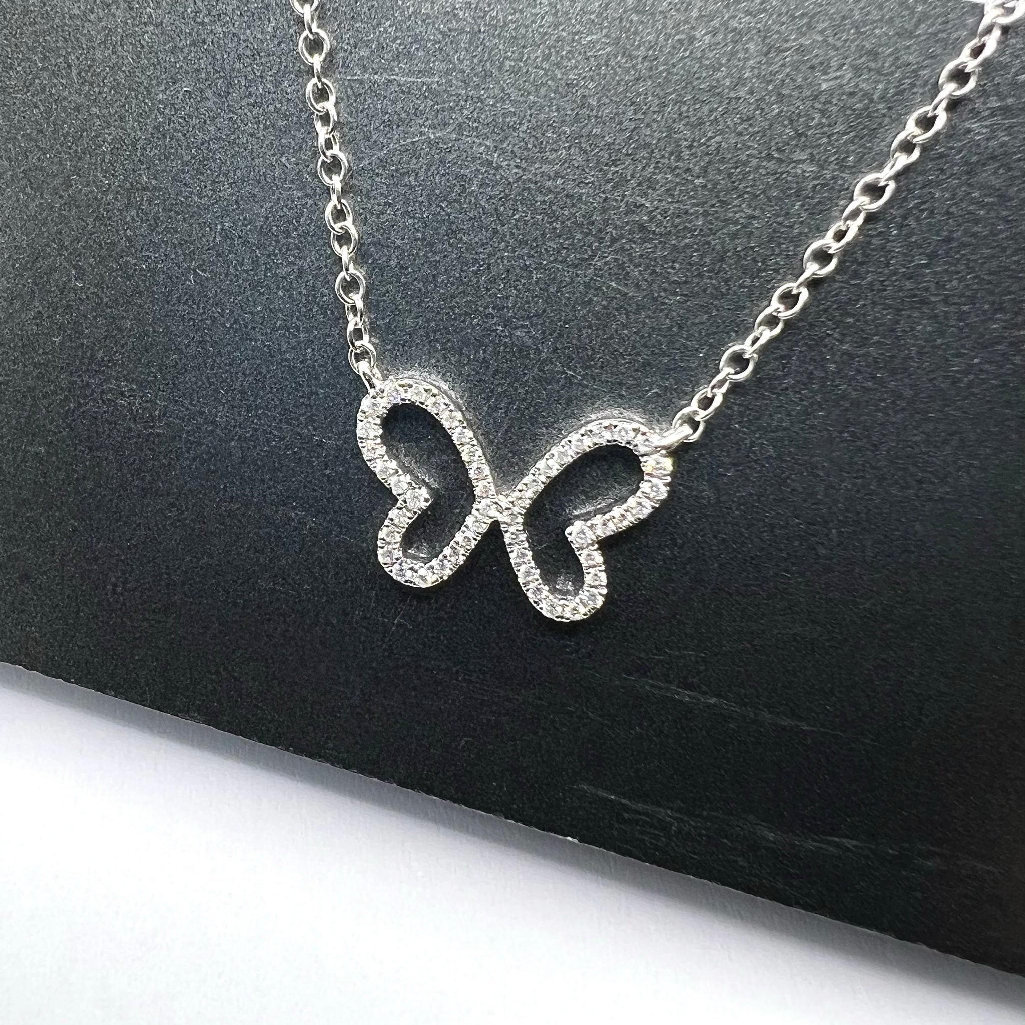 Diamond Butterfly Pendant Necklace