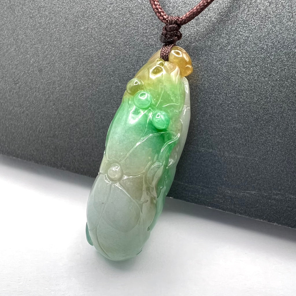 Natural Jade Lotus Necklace