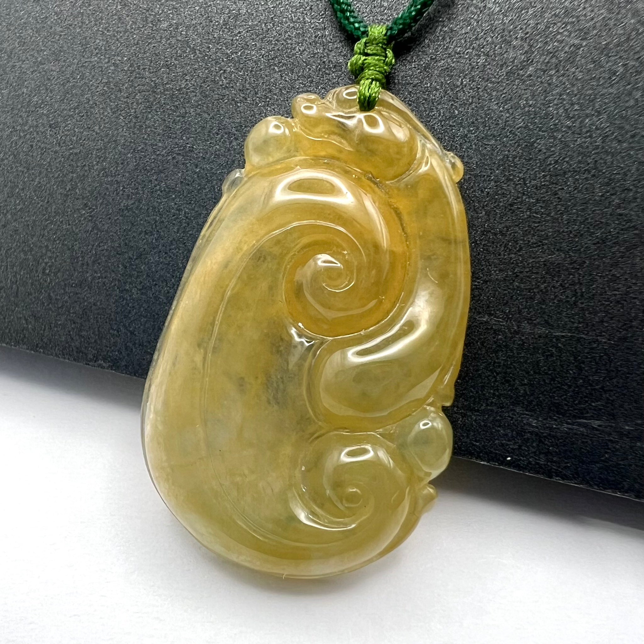 Natural Jade Dragon Ruyi Necklace