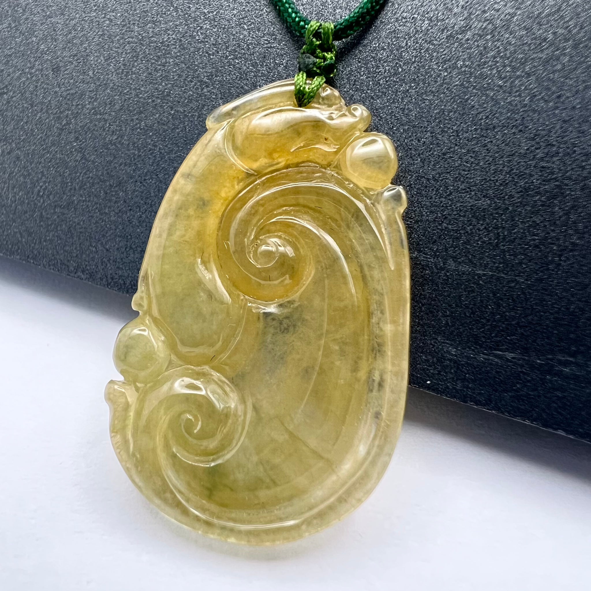Natural Jade Dragon Ruyi Necklace