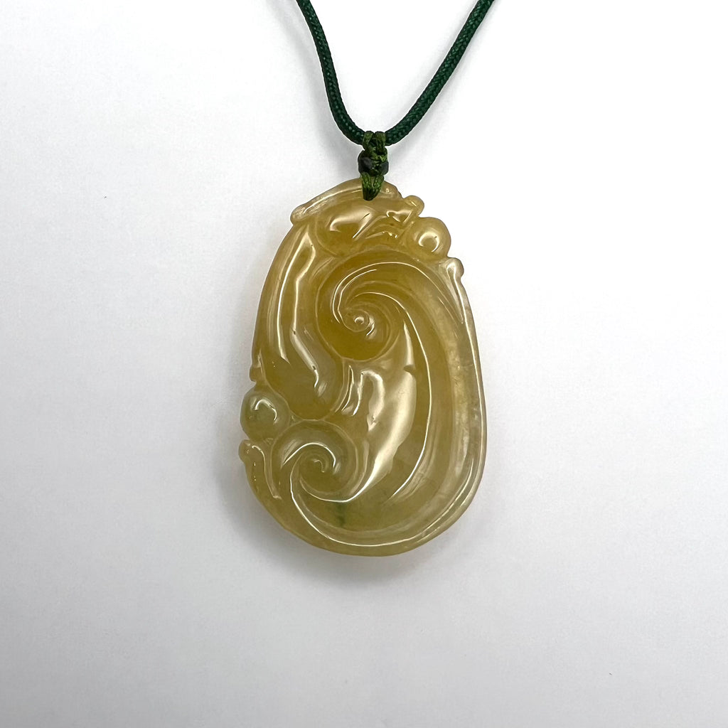 Natural Jade Dragon Ruyi Necklace