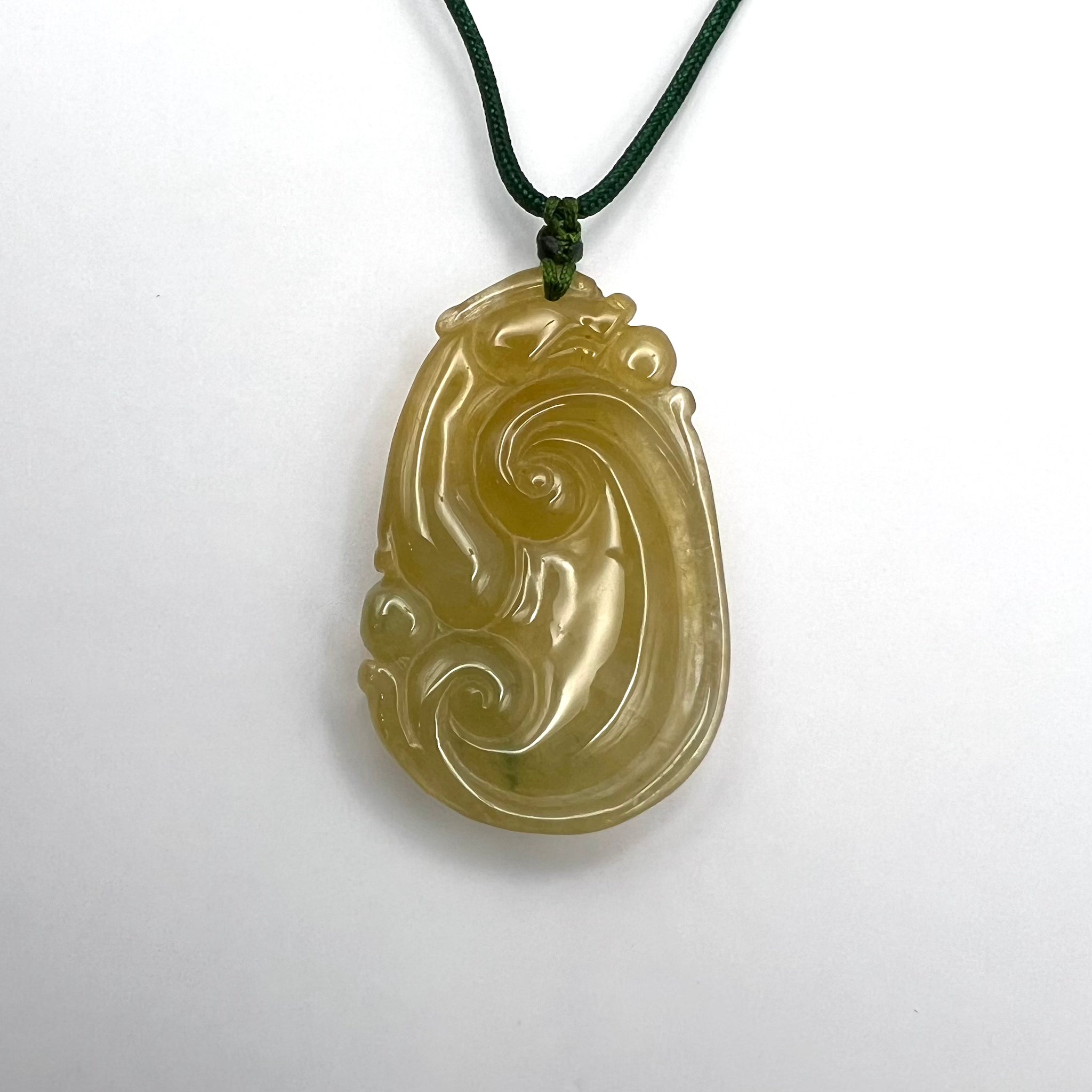 Natural Jade Dragon Ruyi Necklace