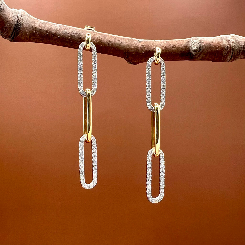 Diamond Paperclip Earrings