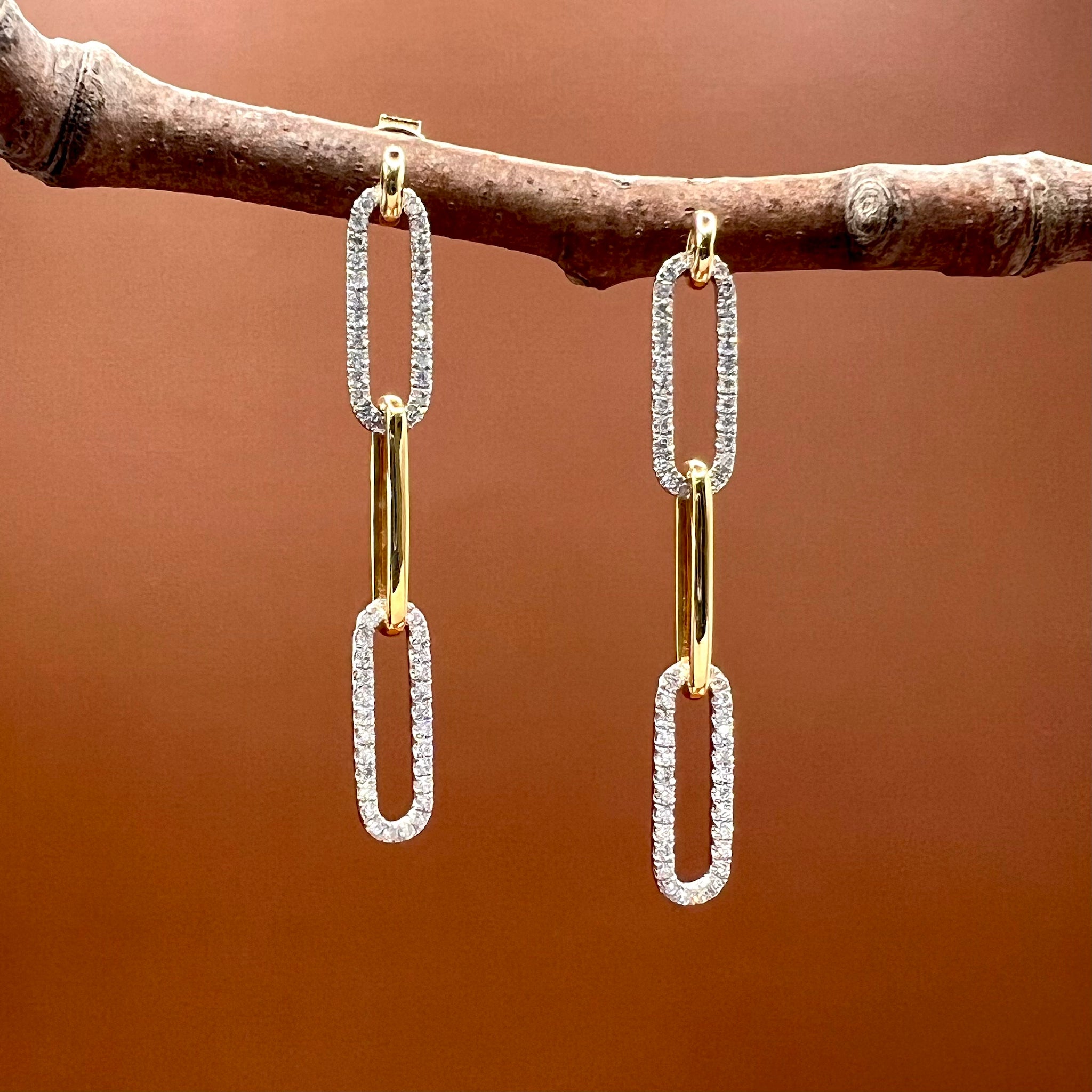 Diamond Paperclip Earrings