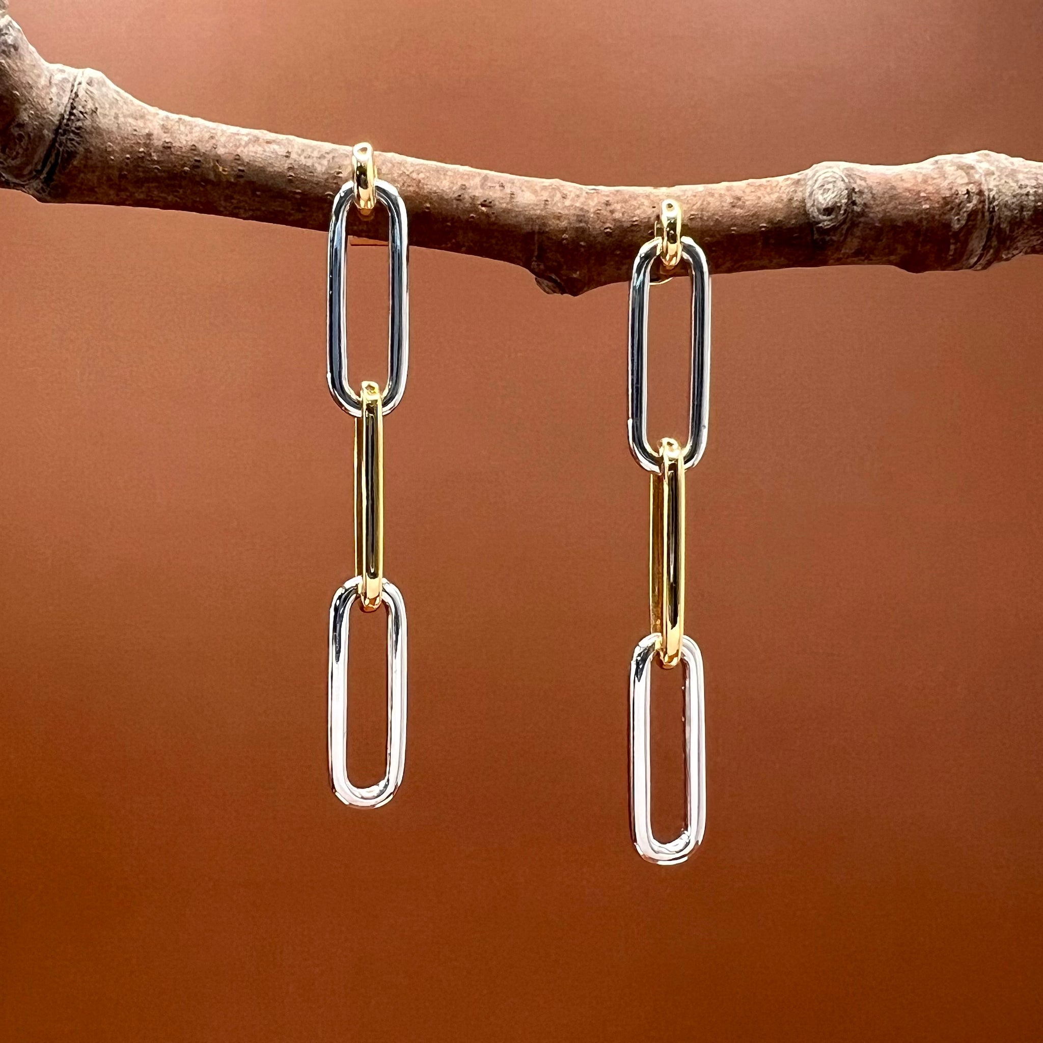 Diamond Paperclip Earrings