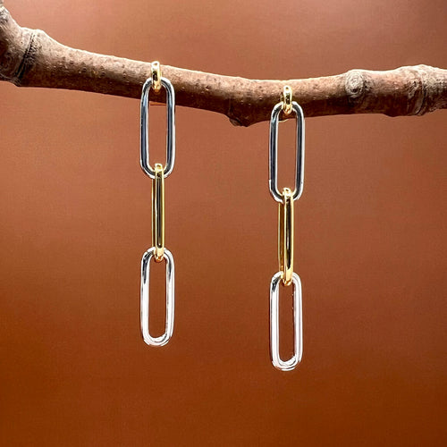 Diamond Paperclip Earrings