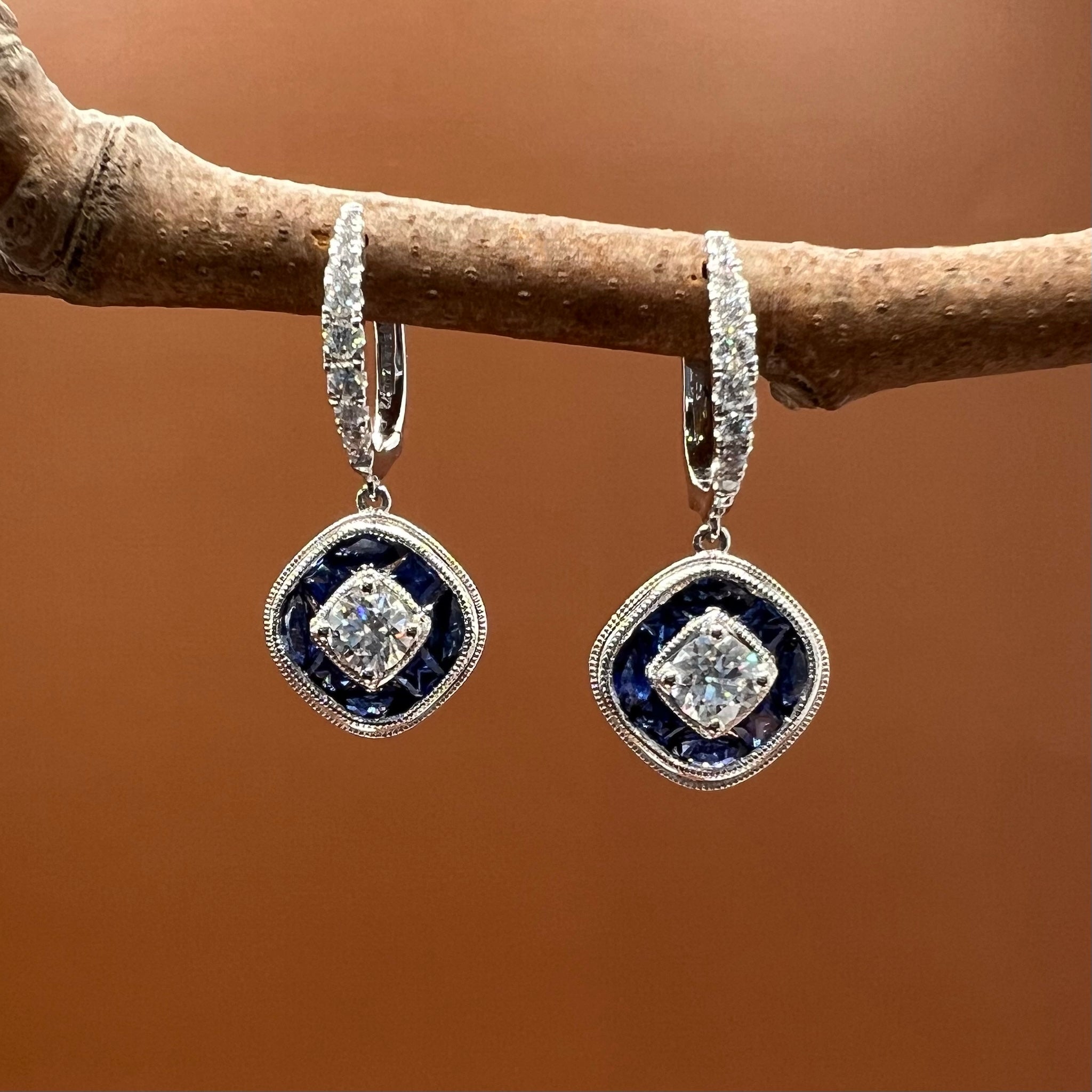 Sapphire & Diamonds Drop Earrings