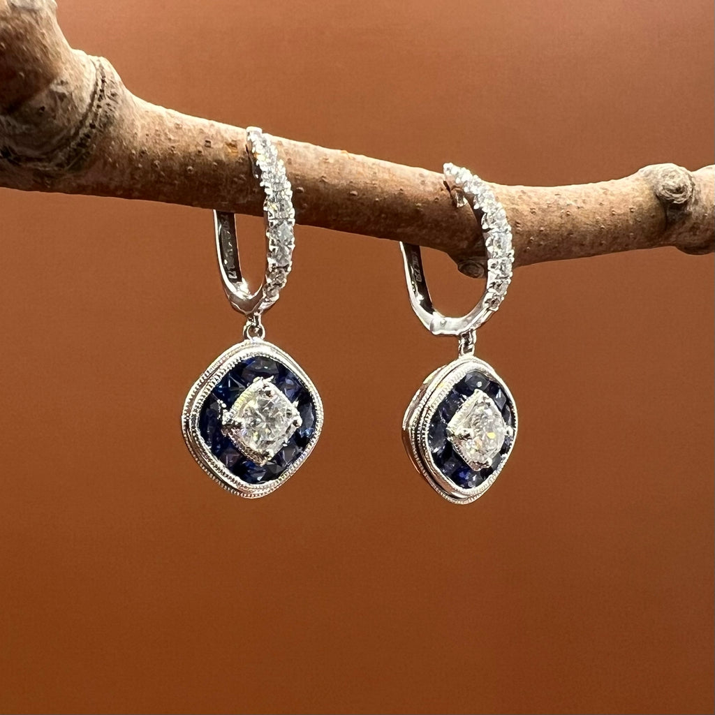 Sapphire & Diamonds Drop Earrings