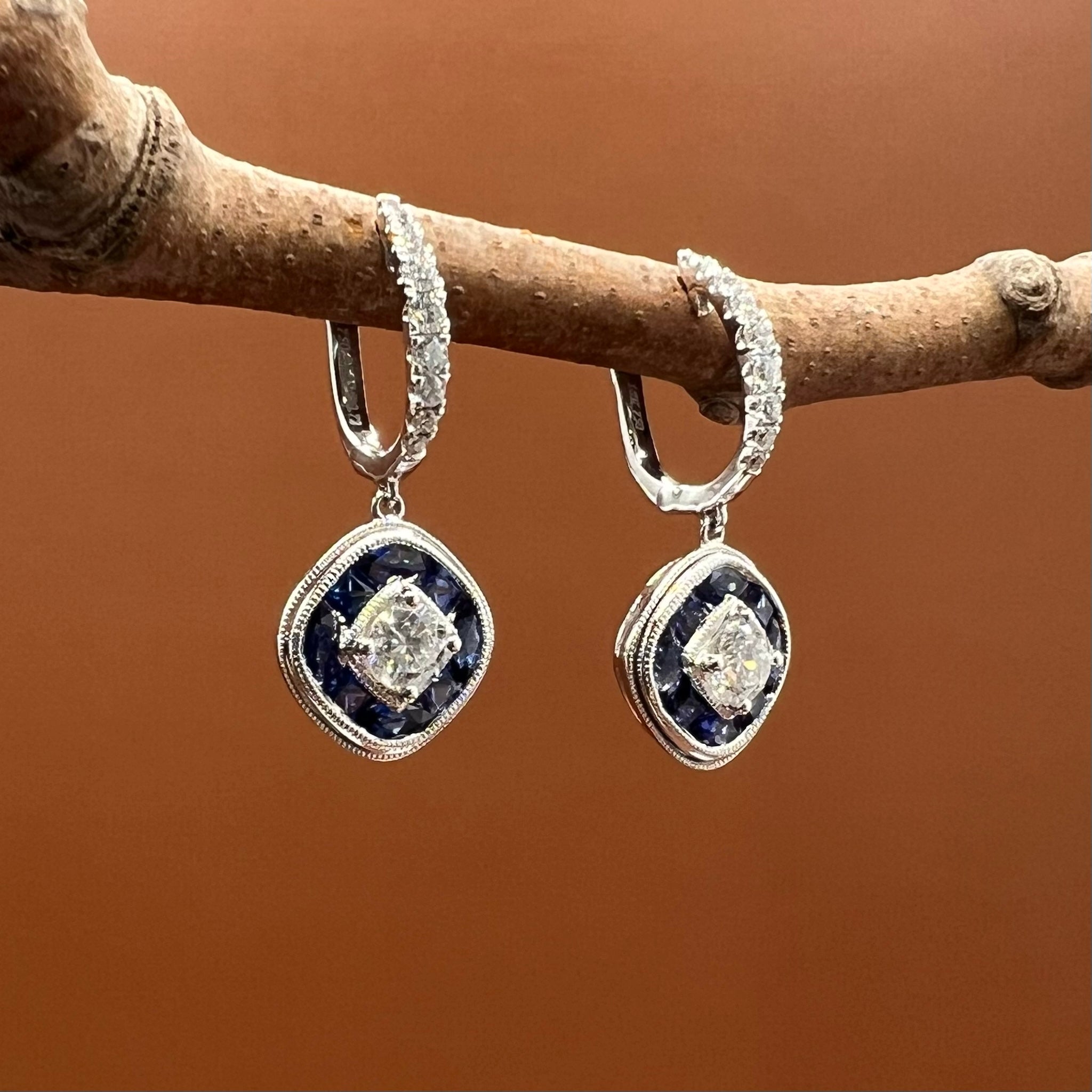 Sapphire & Diamonds Drop Earrings