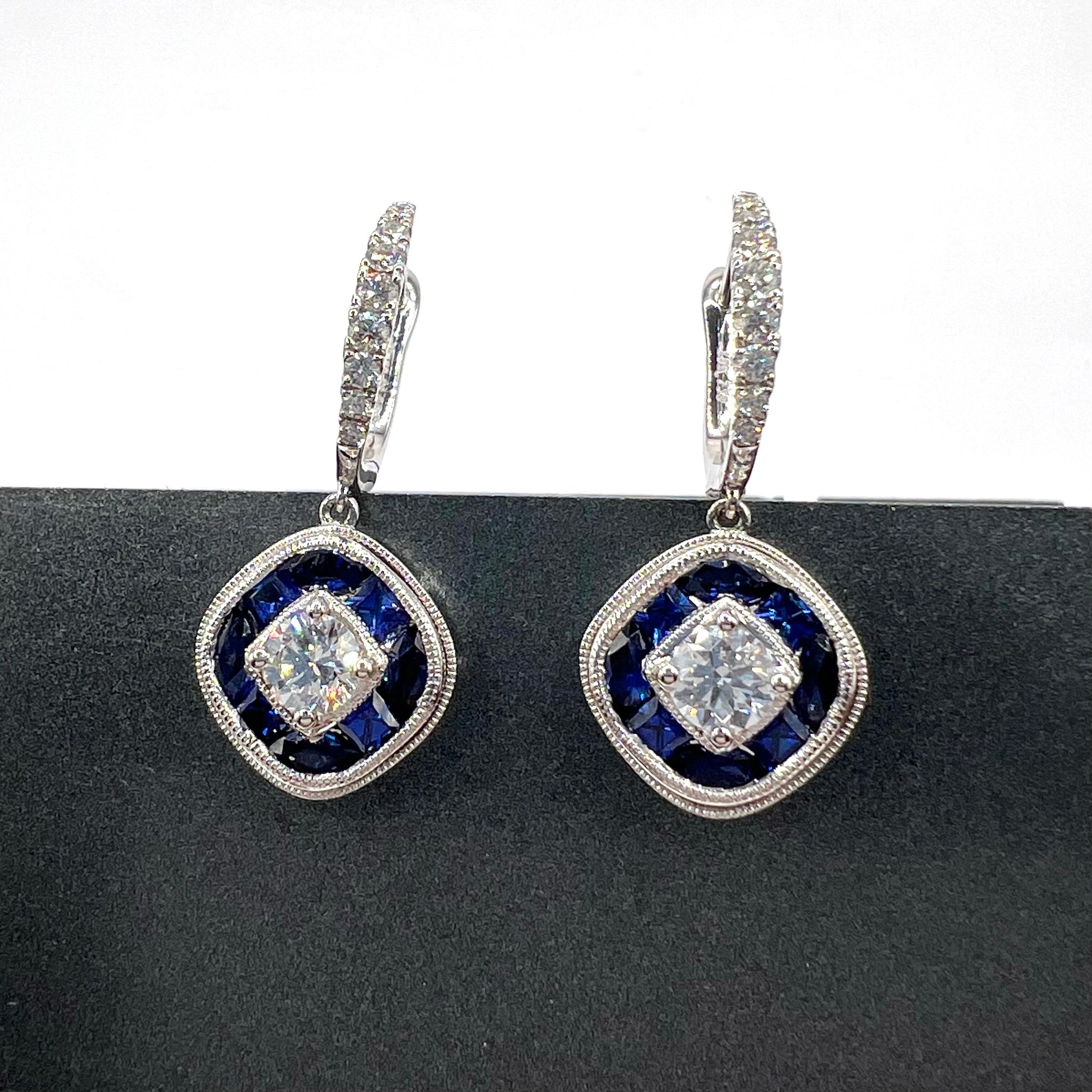 Sapphire & Diamonds Drop Earrings
