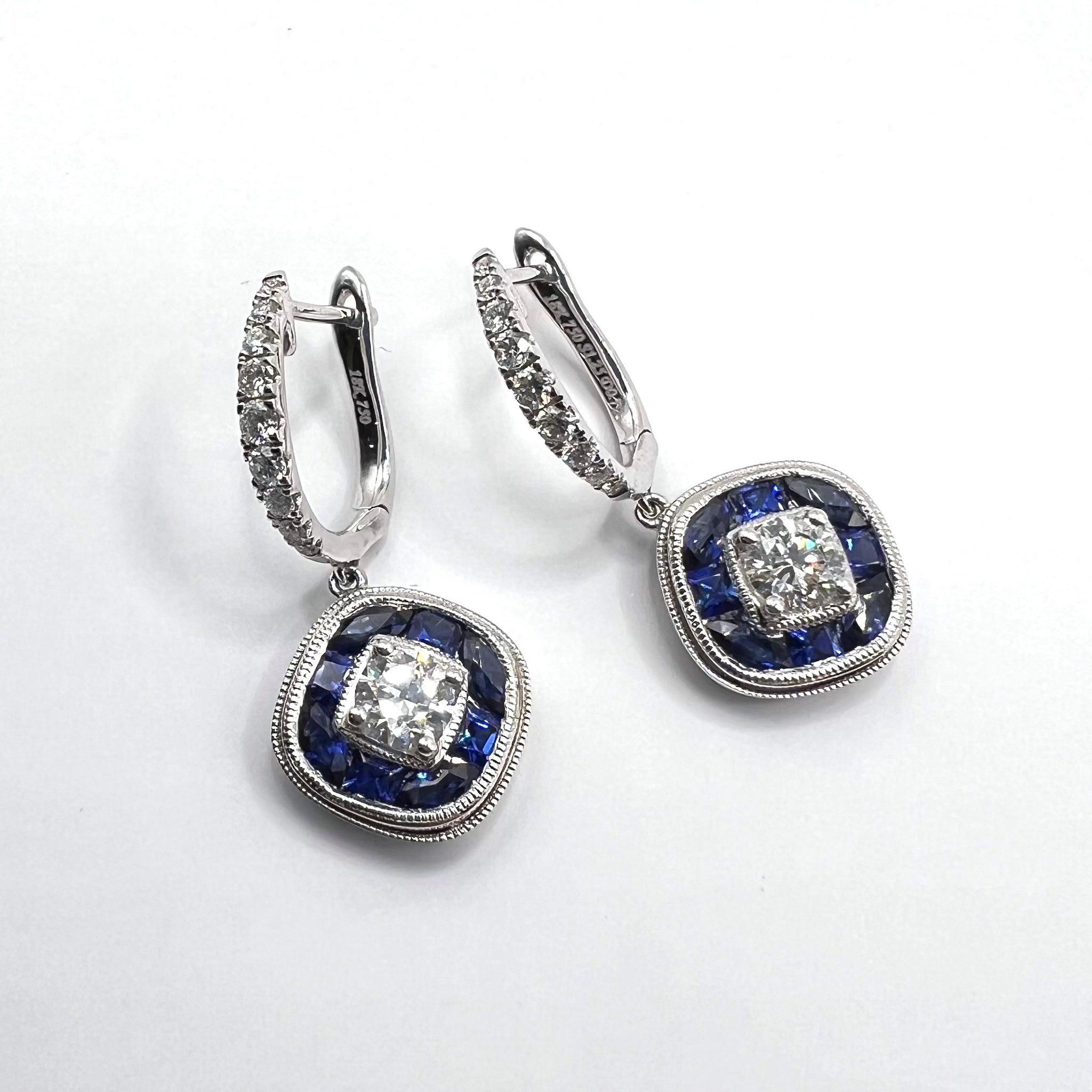 Sapphire & Diamonds Drop Earrings