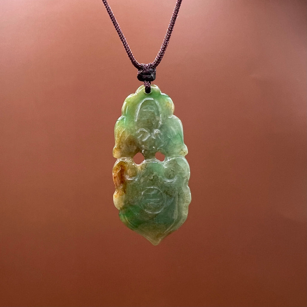 Reishi and Bat - Natural Jade Pendant
