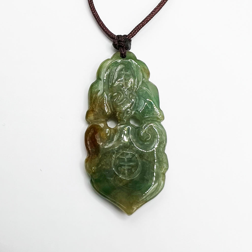 Reishi and Bat - Natural Jade Pendant