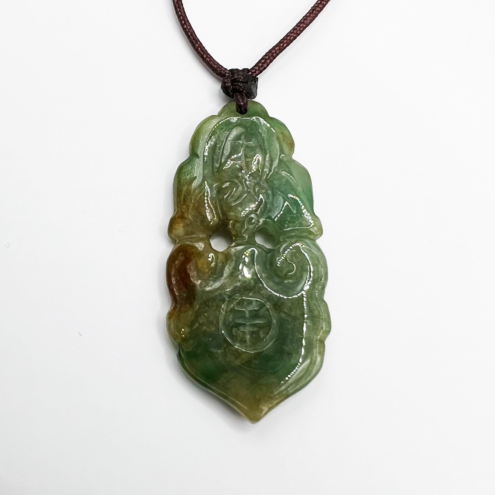 Reishi and Bat - Natural Jade Pendant