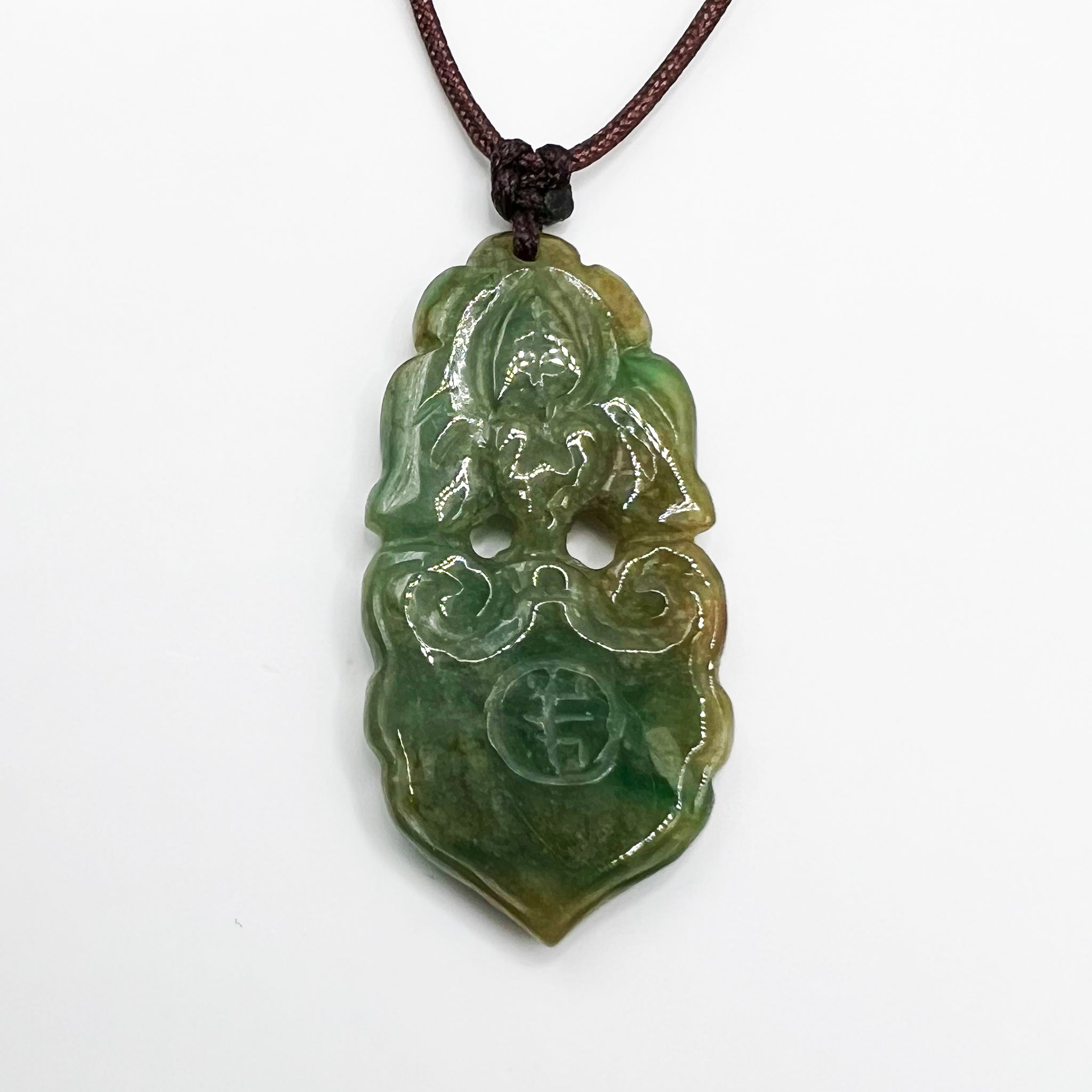 Reishi and Bat - Natural Jade Pendant