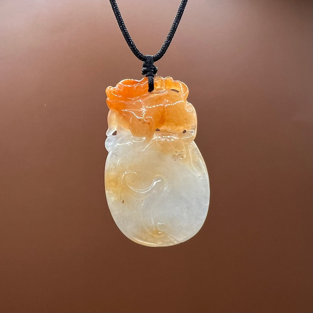 Dragon and Persimmon - Natural Jade Pendant