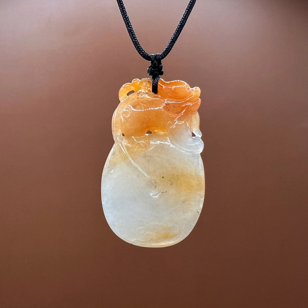 Dragon and Persimmon - Natural Jade Pendant