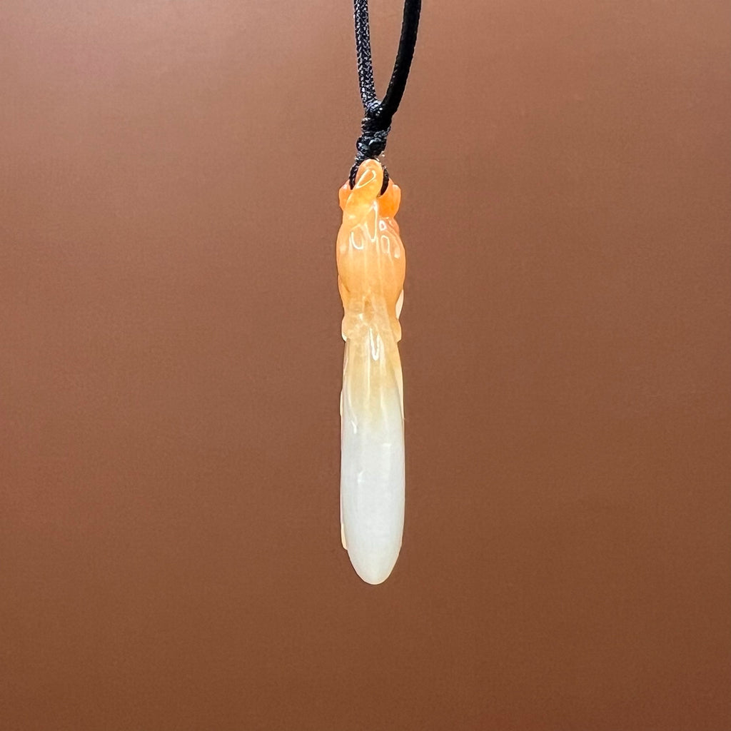 Dragon and Persimmon - Natural Jade Pendant