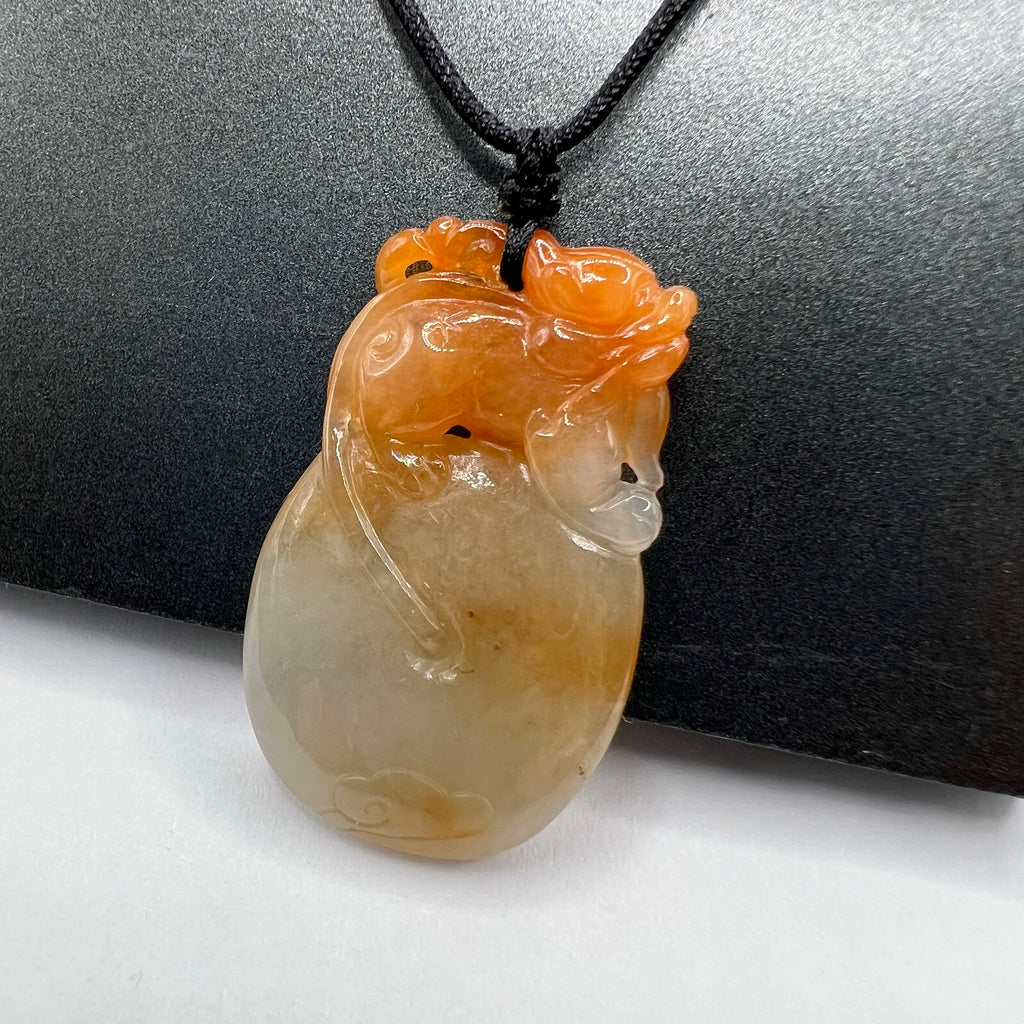 Dragon and Persimmon - Natural Jade Pendant