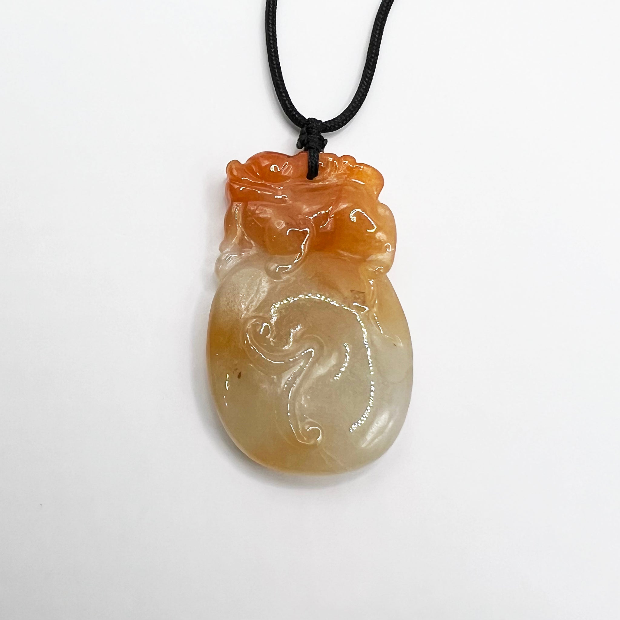 Dragon and Persimmon - Natural Jade Pendant