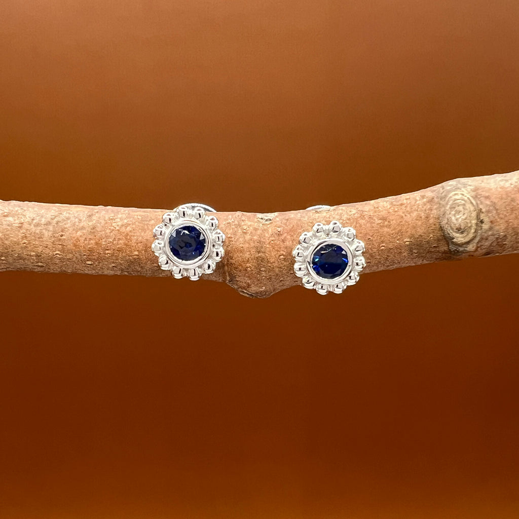 Sapphire Milgrain Studs