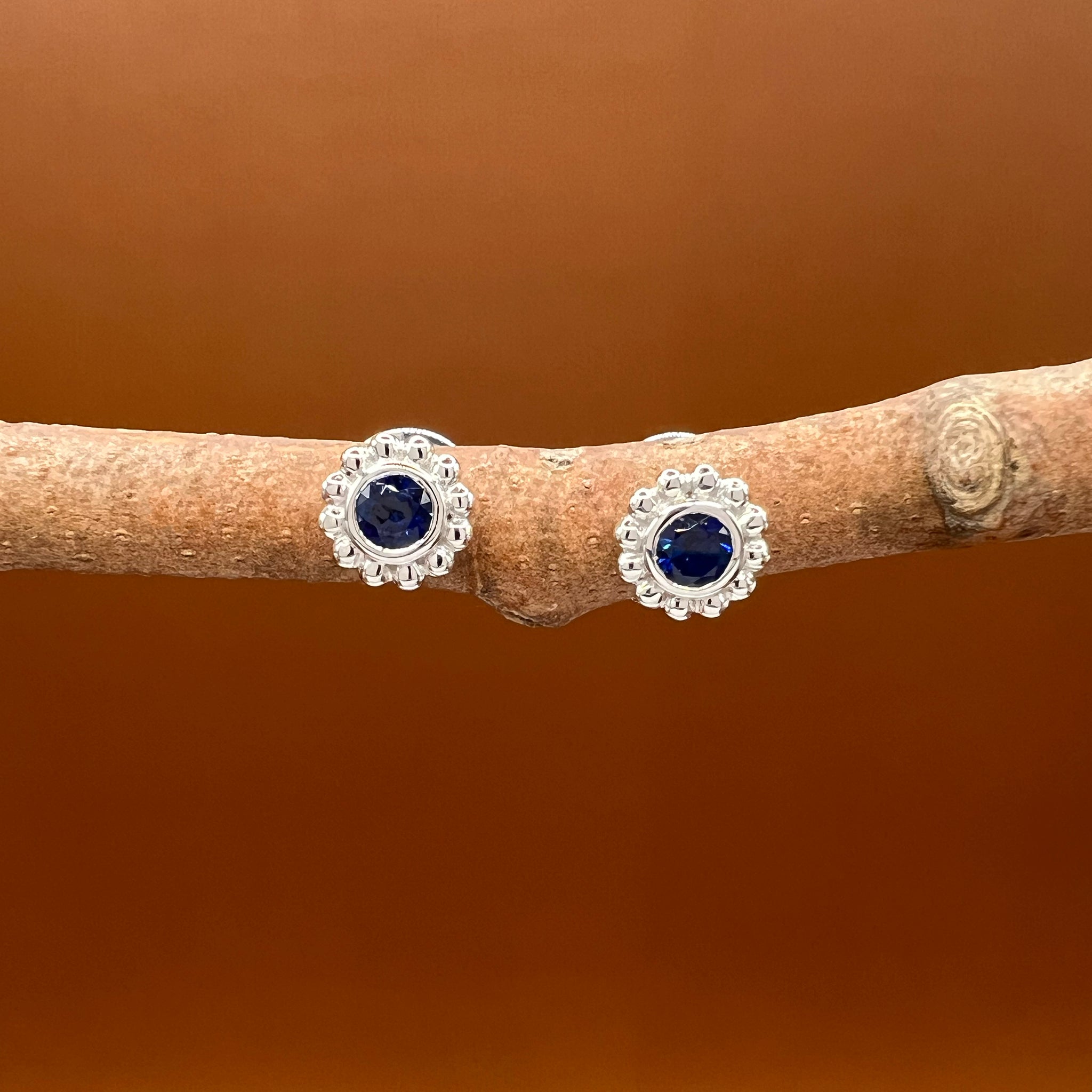 Sapphire Milgrain Studs