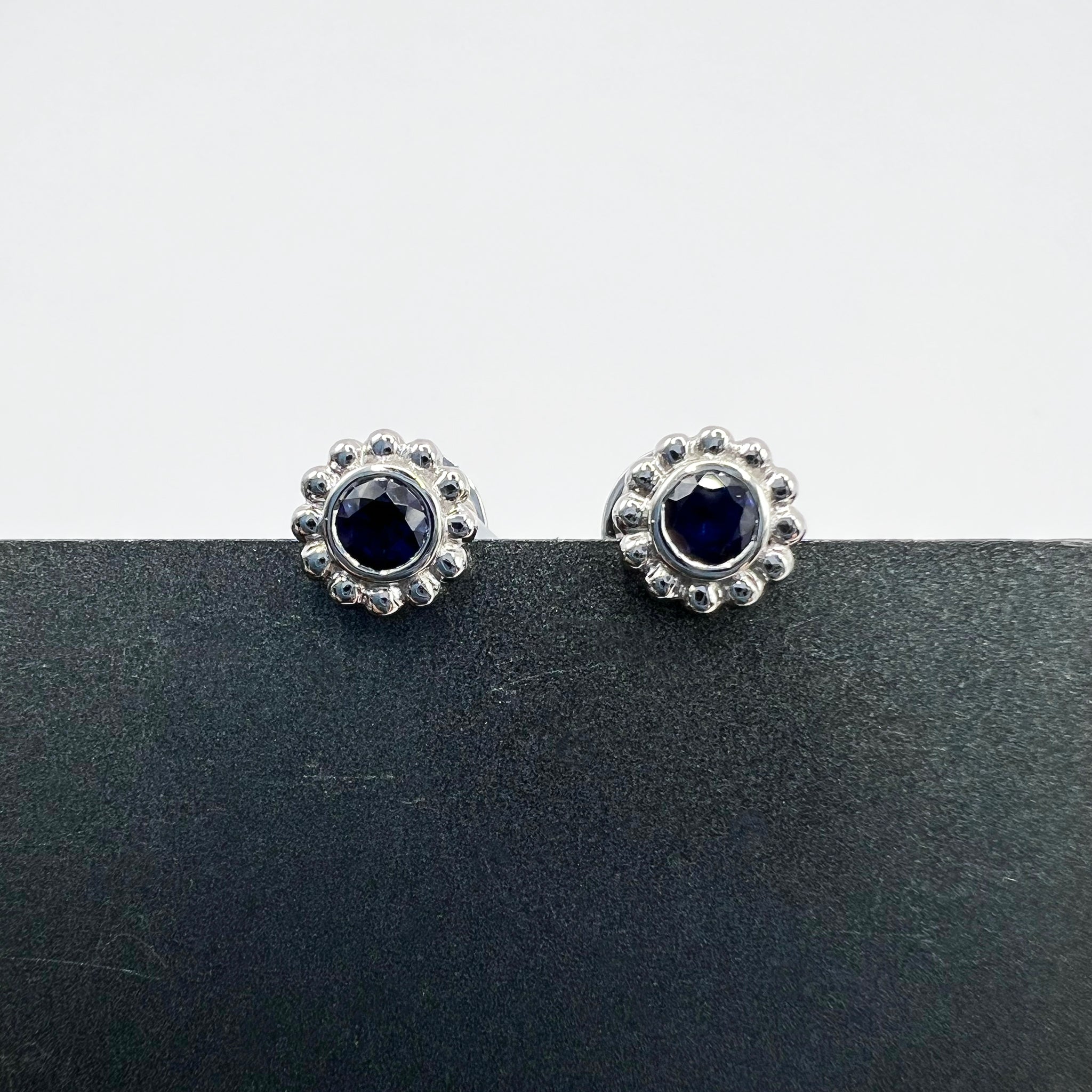 Sapphire Milgrain Studs