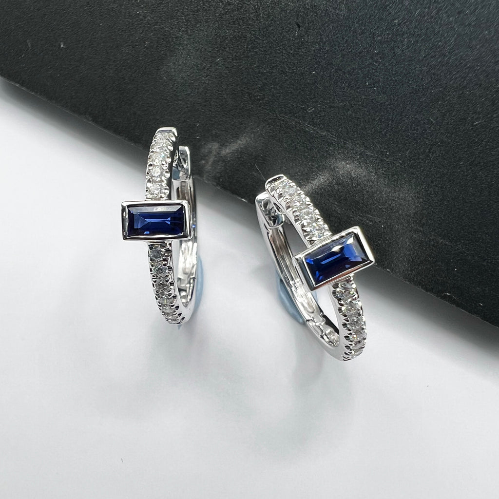 Sapphire Diamond Huggies