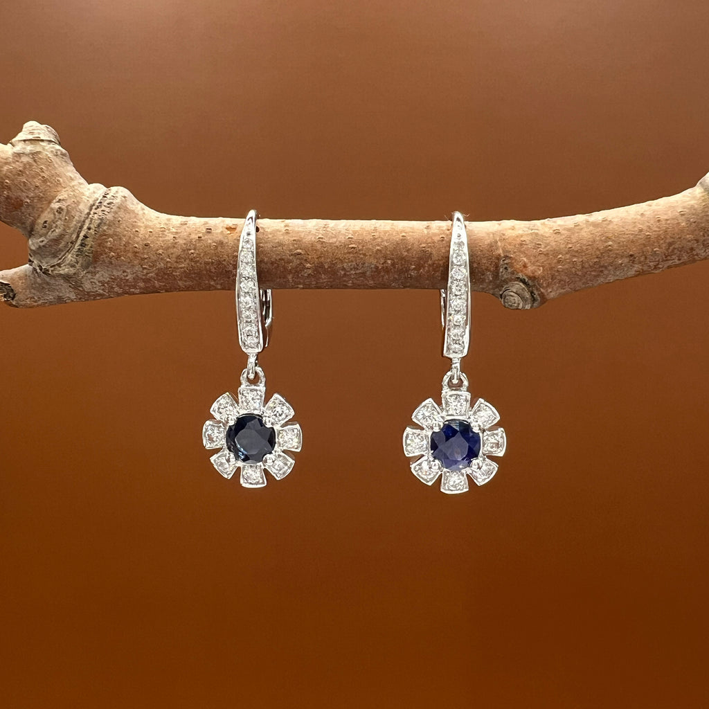 Sapphire Diamond Drop Earrings