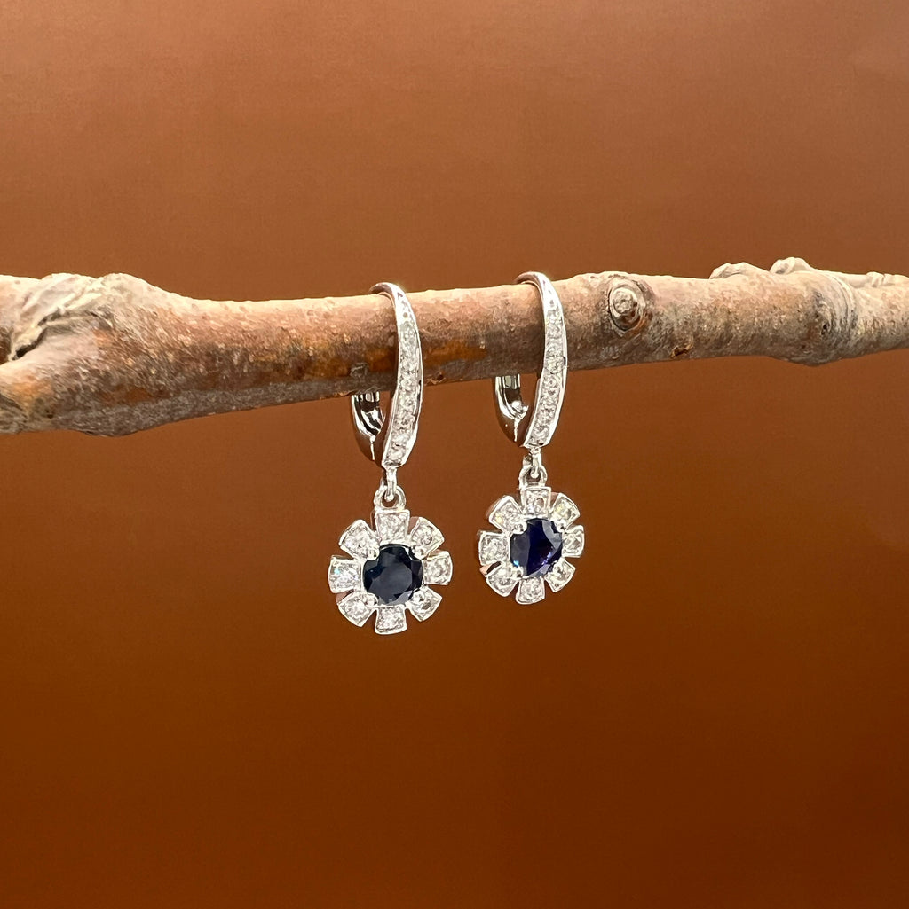 Sapphire Diamond Drop Earrings