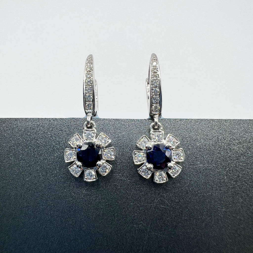 Sapphire Diamond Drop Earrings