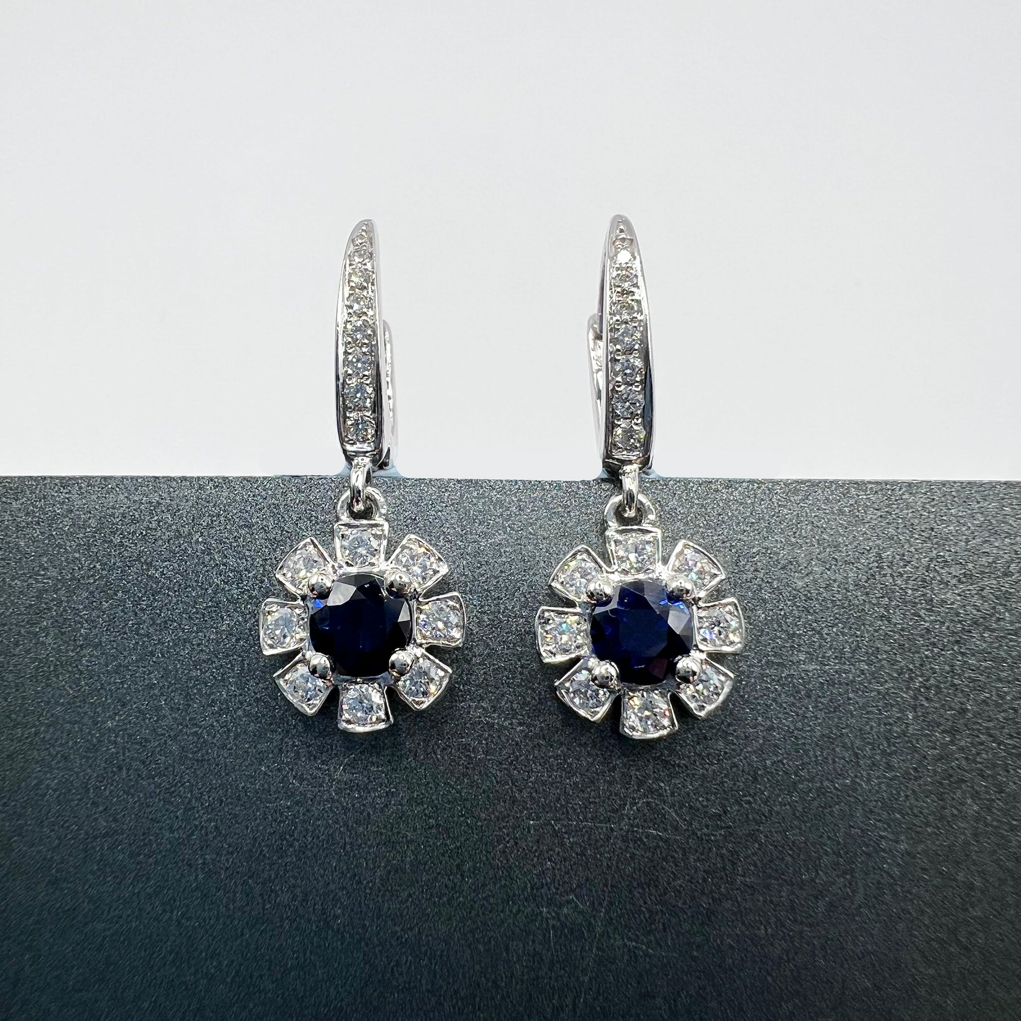 Sapphire Diamond Drop Earrings