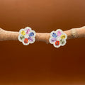 Rainbow Sapphires Diamonds Blossom Studs
