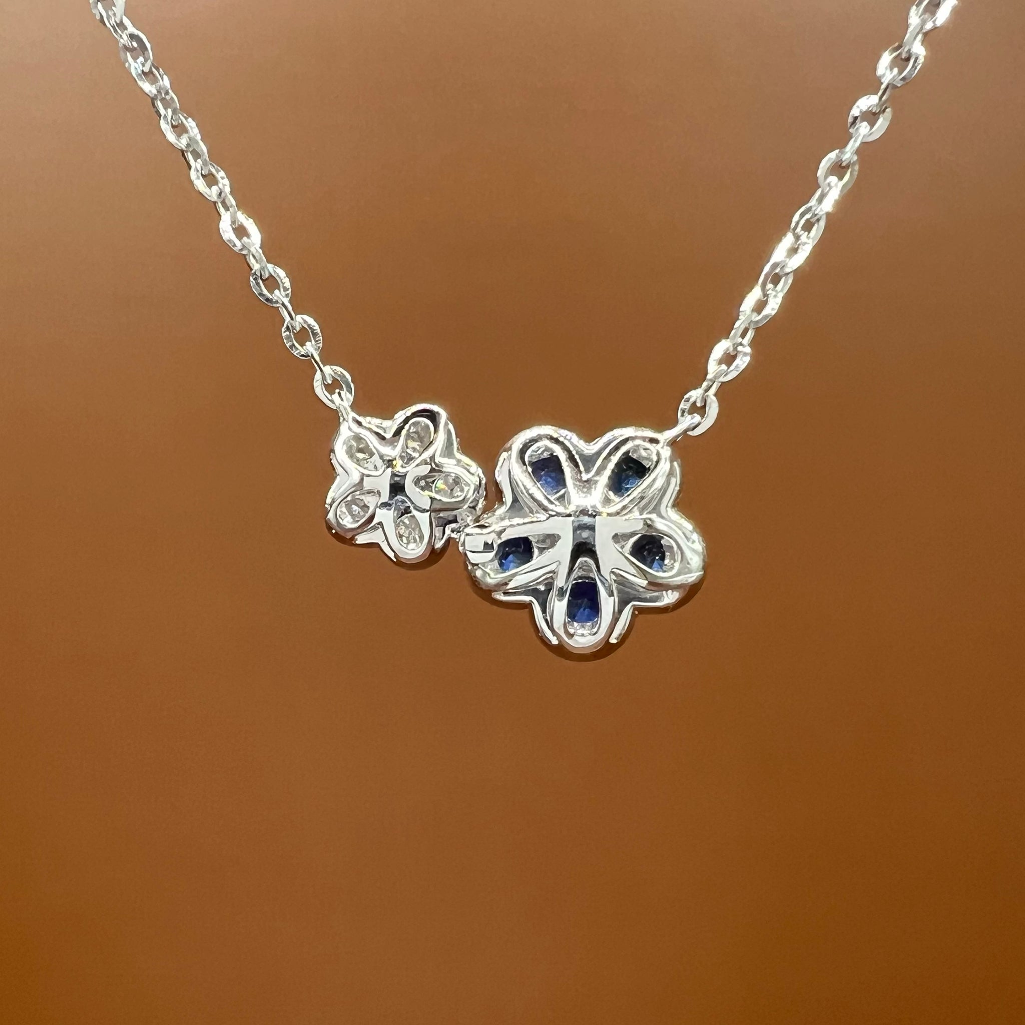 Sapphire & Diamond Blooms Pendant Necklace
