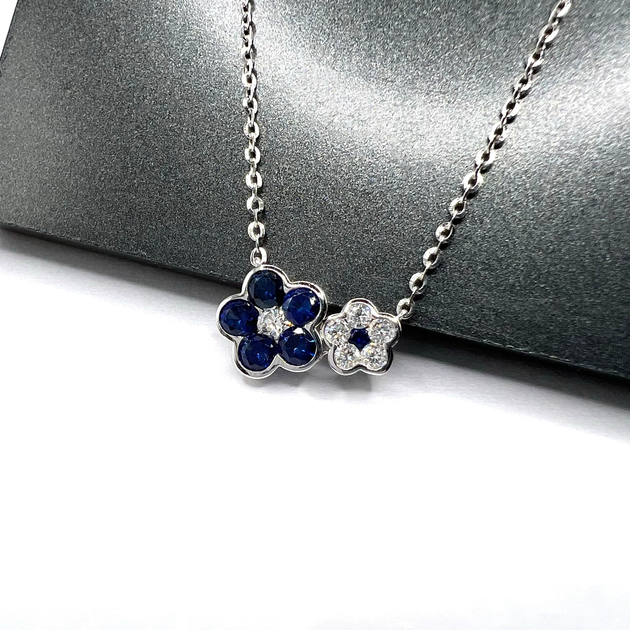 Sapphire & Diamond Blooms Pendant Necklace