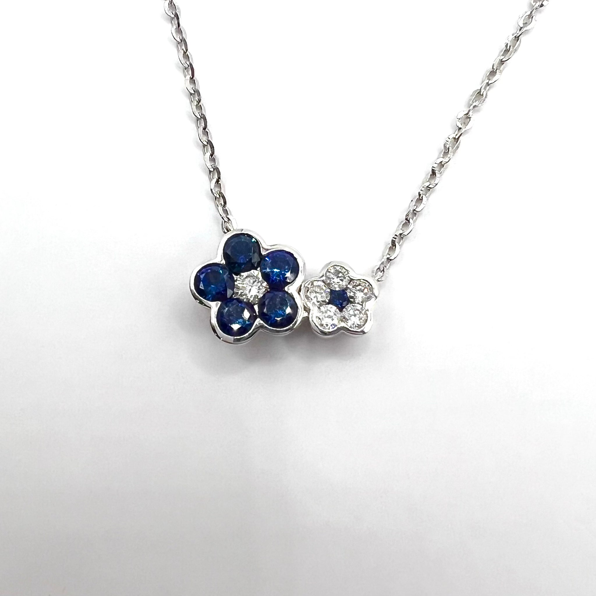 Sapphire & Diamond Blooms Pendant Necklace