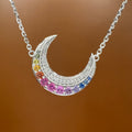 Fancy Sapphires and Diamond Moon Pendant