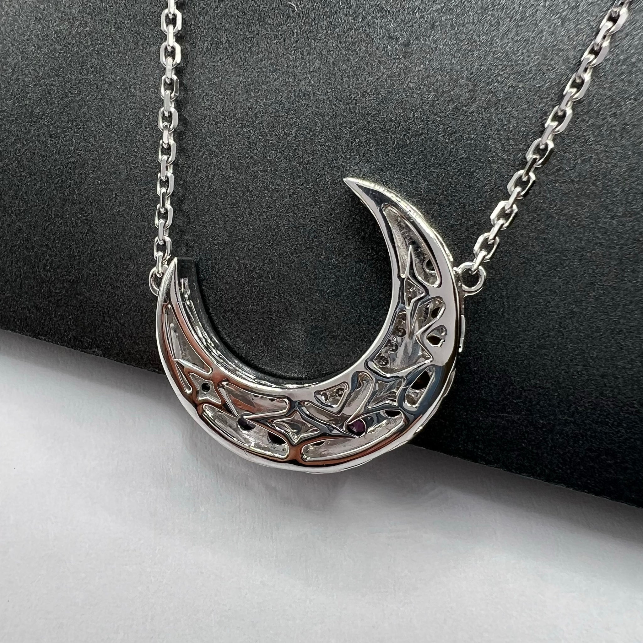 Fancy Sapphires and Diamond Moon Pendant